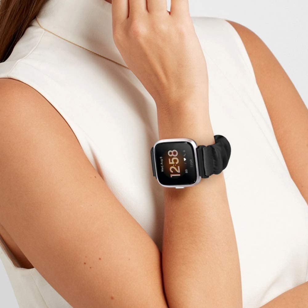 Apple Watch (42/41/40/38 mm) Stoff Ersatz Armband Scrunchie (Gelenkumfang: 170-225mm) - Schwarz