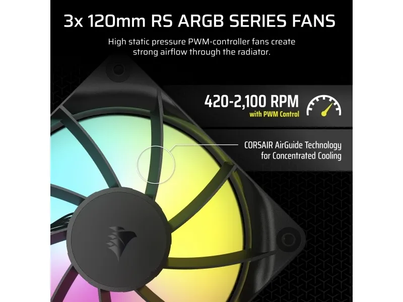 CORSAIR Nautilus 360 RS ARGB - Processors flydende kølesystem - Radiatorstørrelse: 360 mm - (for: LGA1851, LGA1700, AM5, AM4) - kobber - 120 mm