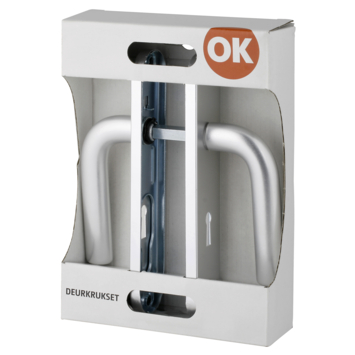 OK deurkruk set ovaal schild sleutelgat 56 mm aluminium