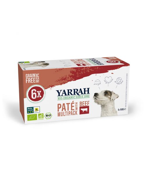 Yarrah Bio Hondenvoer Alu Pate Graanvrij 6x150 g - Hondenvoer