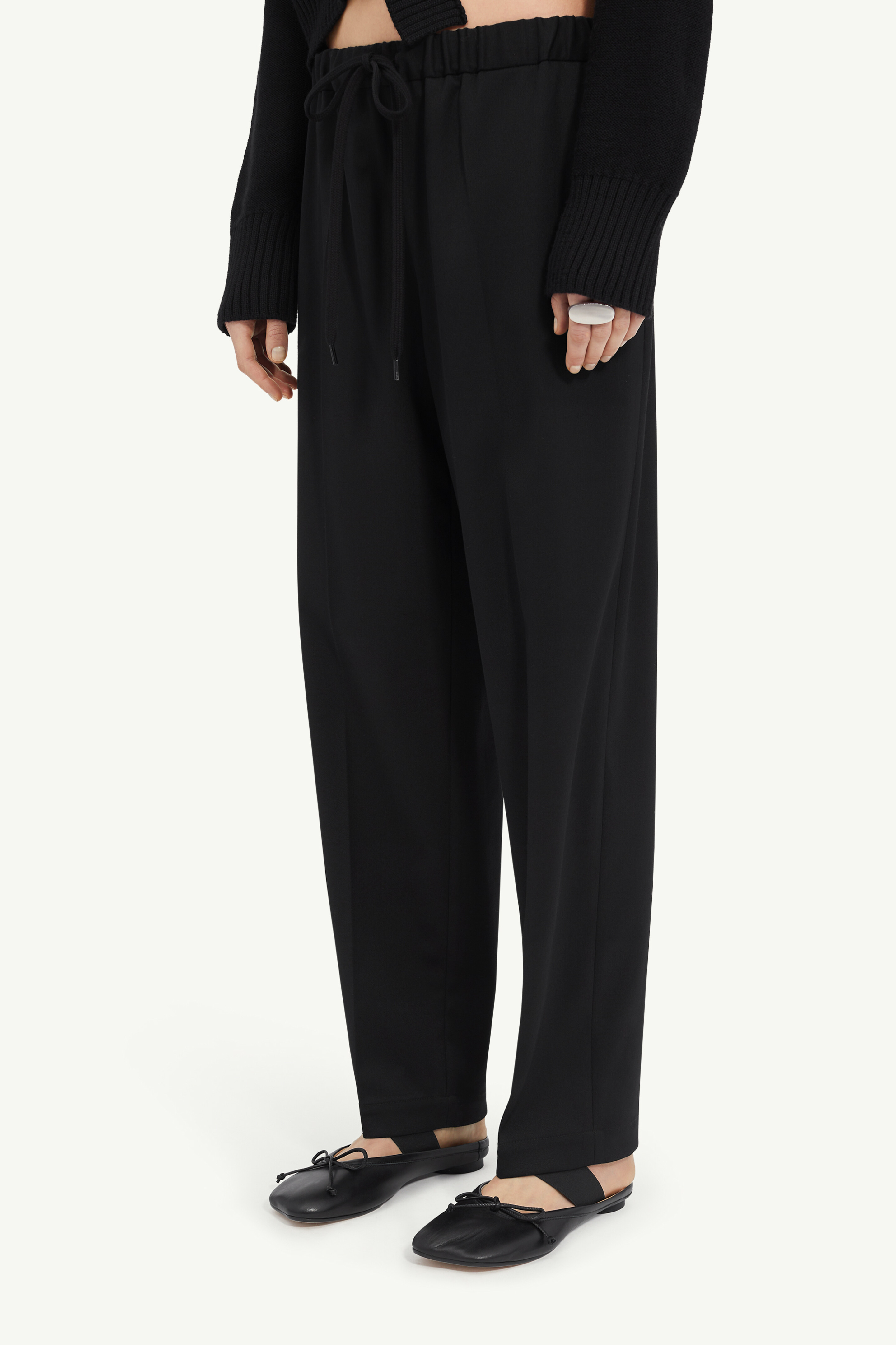 Pantalon en laine à cordon façon tailleur