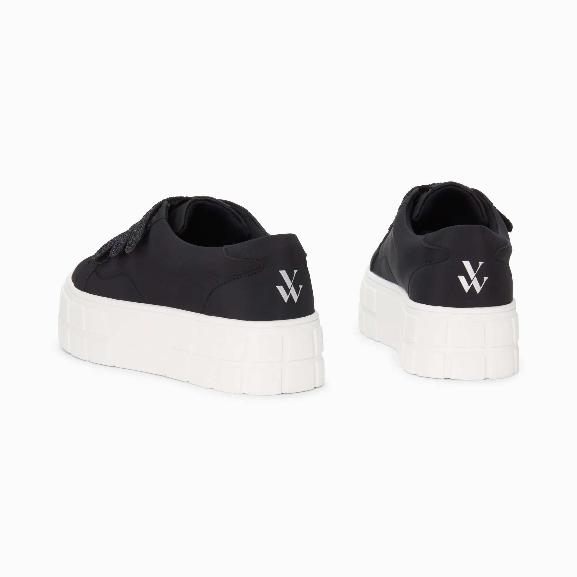 Sneakers-Baskets Monica noires à scratchs glitter et plateforme