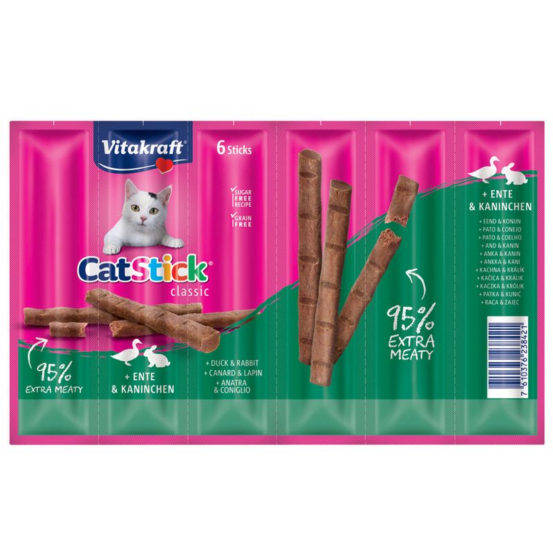 Bâtonnets à macher Vitakraft Cat Stick Mini, canard & lapin