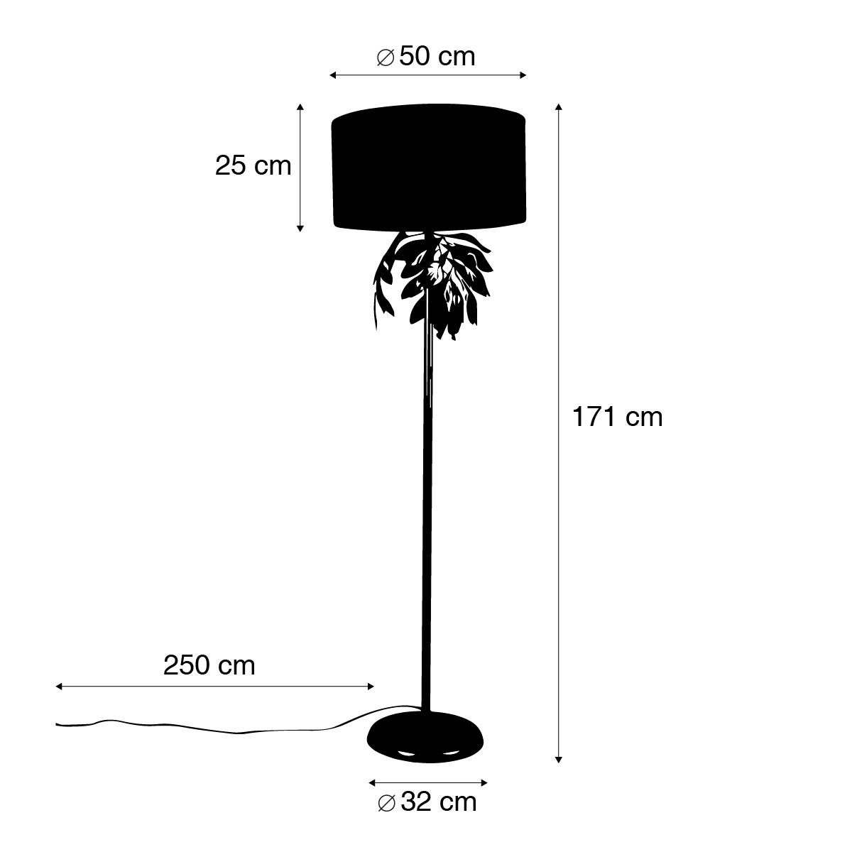 Vintage vloerlamp antiek goud met kap groen - Linden