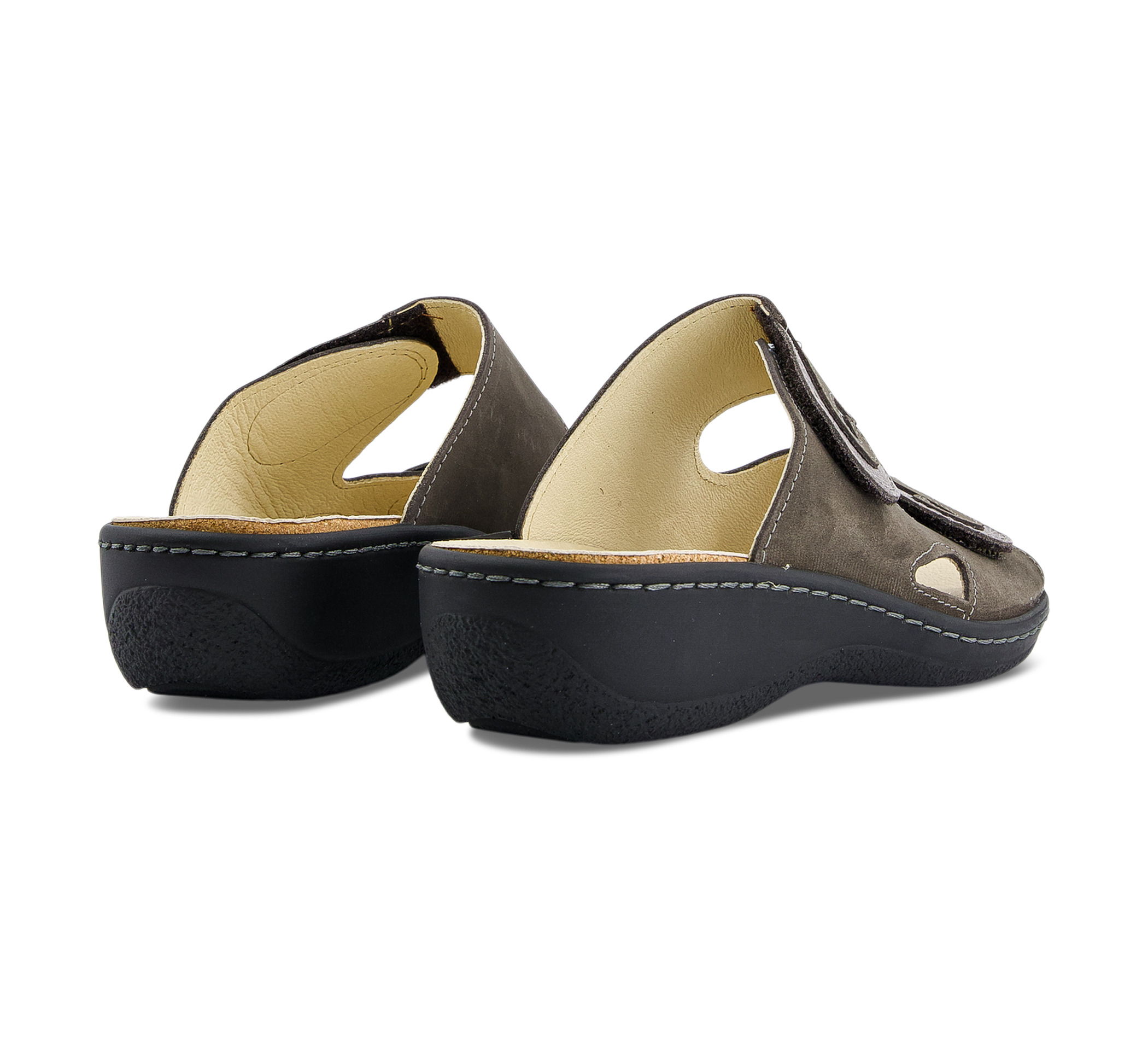 Belvida Offene Hausschuhe beige/taupegrau