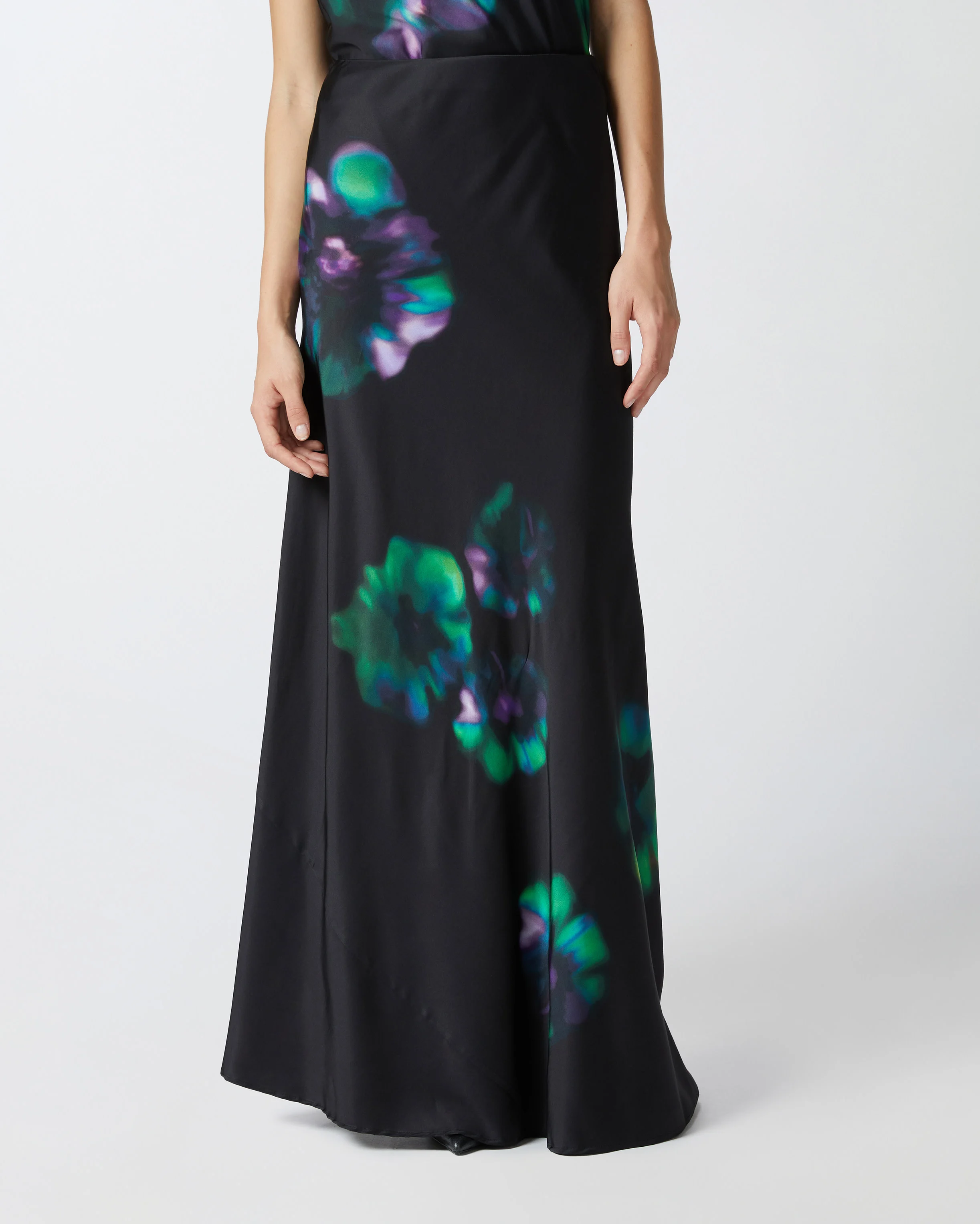 Jupe longue à imprimé floral | Noir