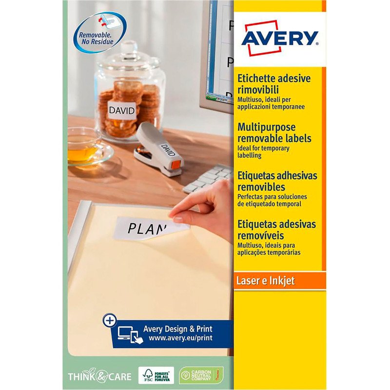 Etiquette enlevable avery ilc blanc 210 x 297 mm boite de   25