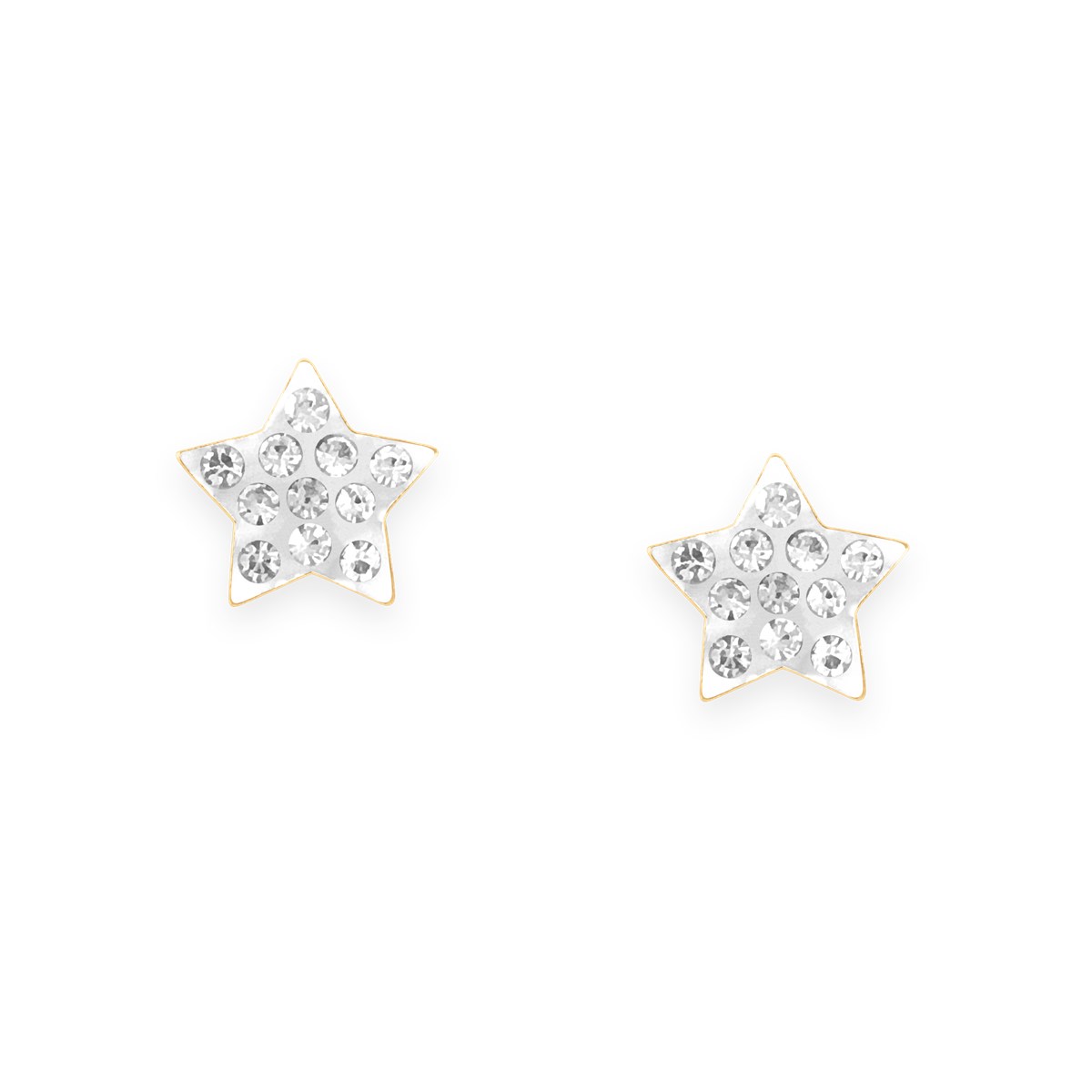 Boucles d'oreilles étoile en acier doré avec Oxydes de Zirconium