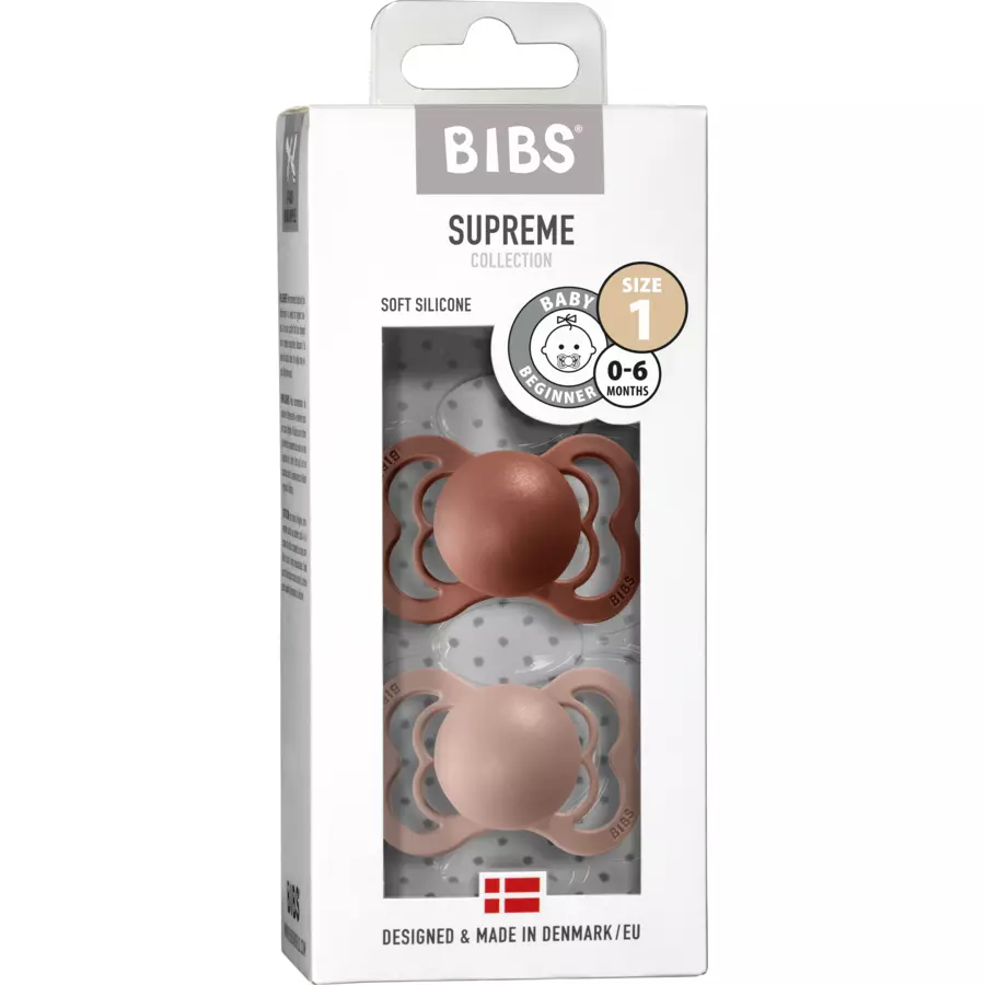 BIBS® Schnuller Supreme Blush  Woodchuck Silikon 0-6 Monate, 2 Stk.