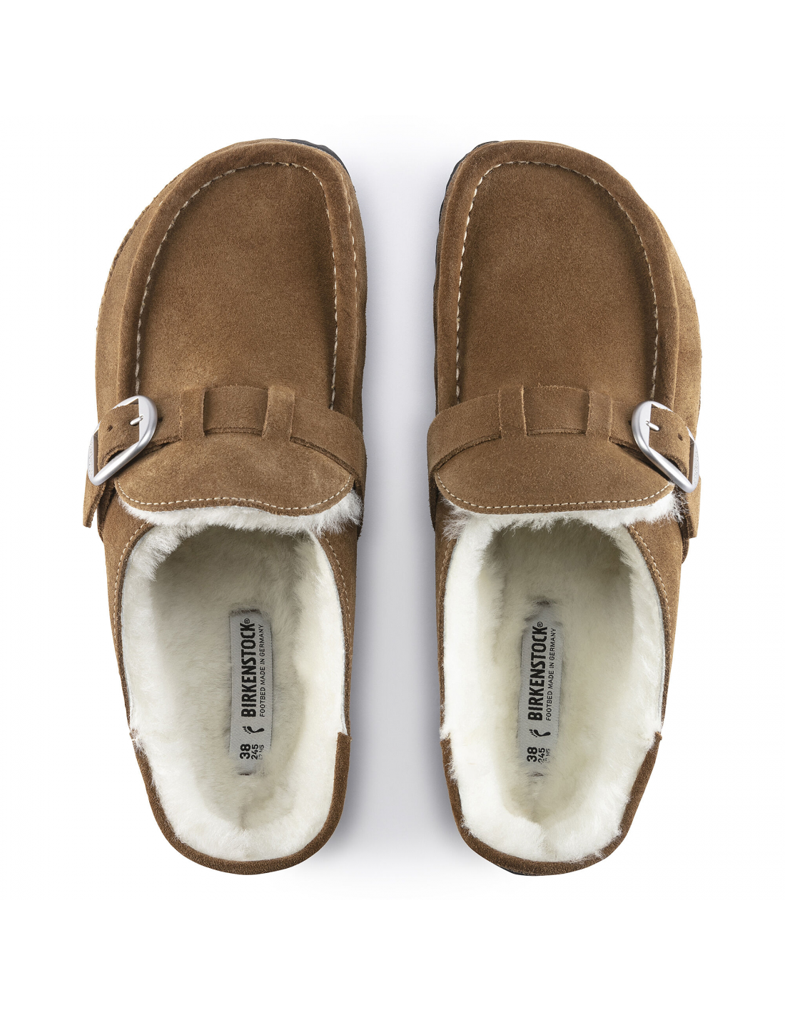 birkenstock sabots fourrés femme buckley suede shearling daim marron