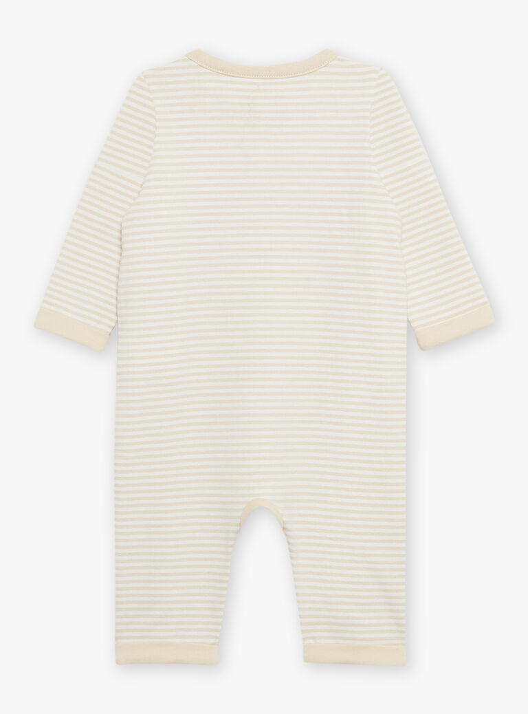 Grenouillère beige clair à imprimé à rayures