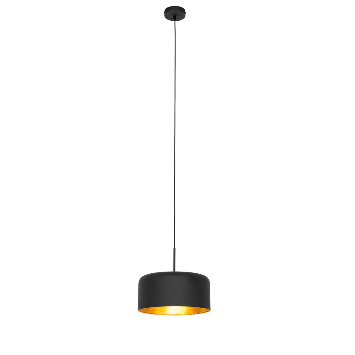 Retro hanglamp zwart met gouden binnenkant - Jinte
