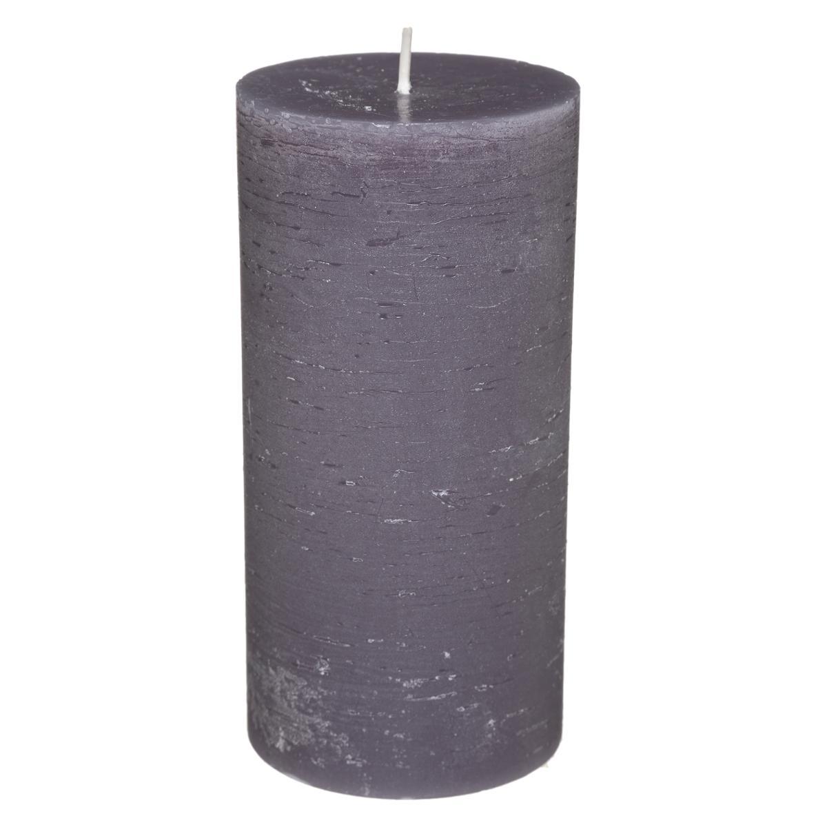 BOUGIE RONDE OLIA GRIS FONCE D.6.8X14CM