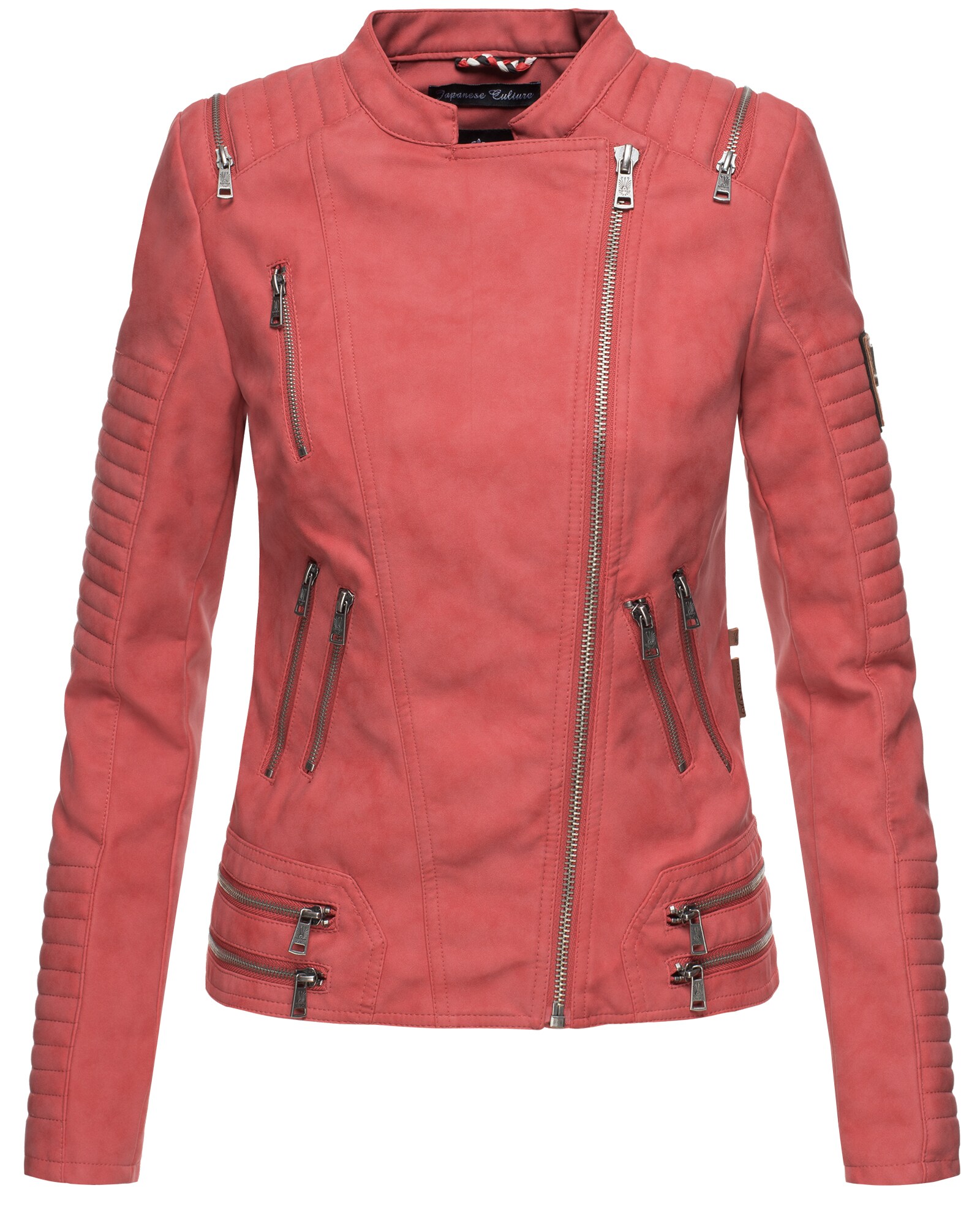 MARIKOO Damen Designer Übergangs Bikerjacke Kunstlederjacke Akikoo