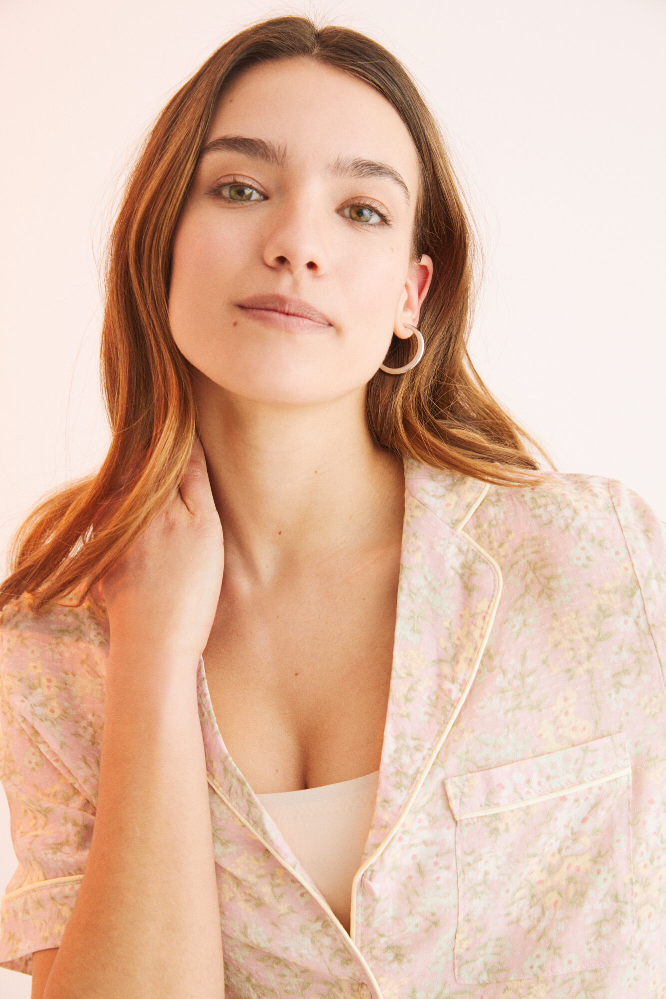 Pijama camisa floral rosa - rosa