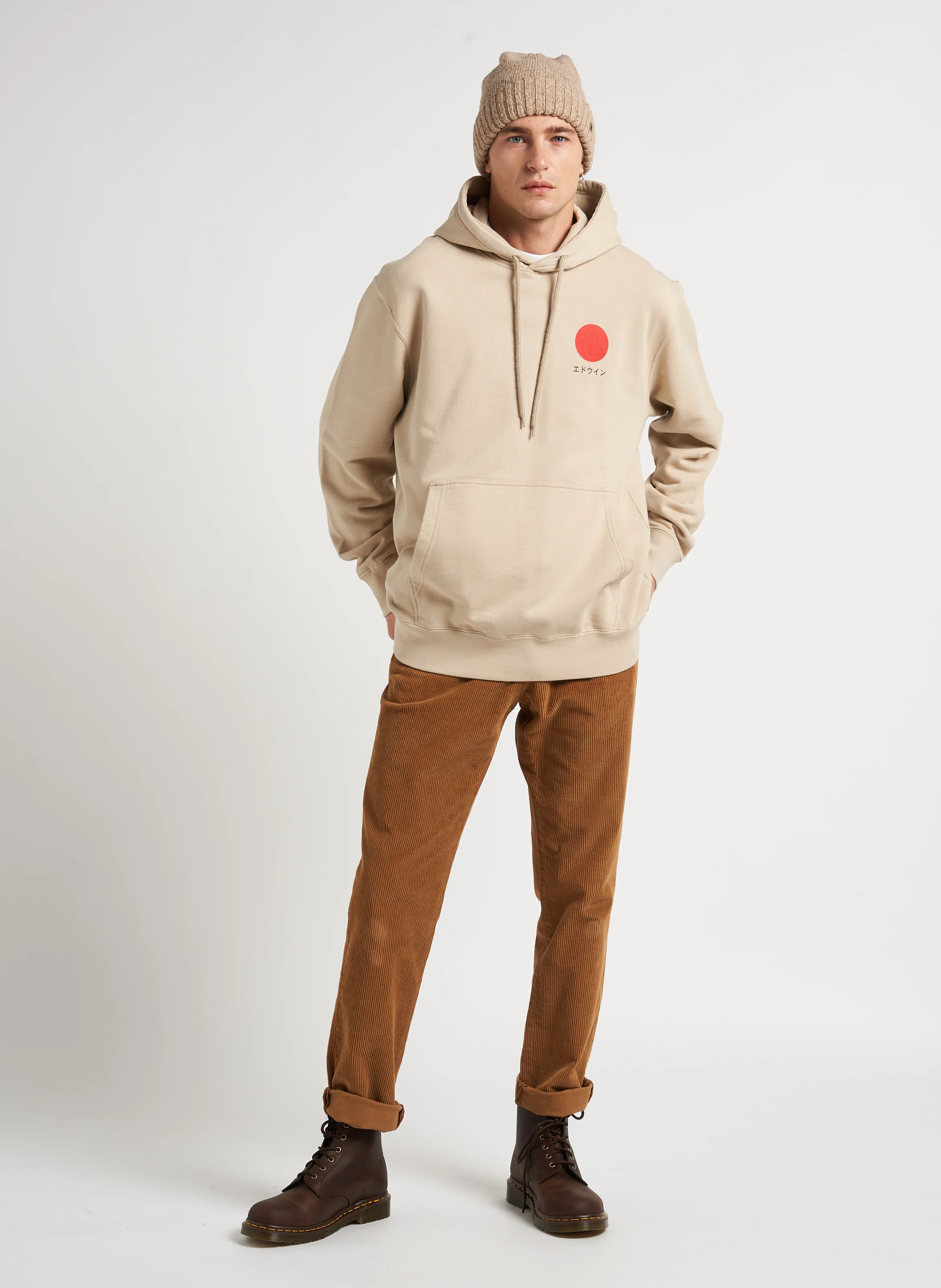 Sweat à capuche imprimé en coton| Beige