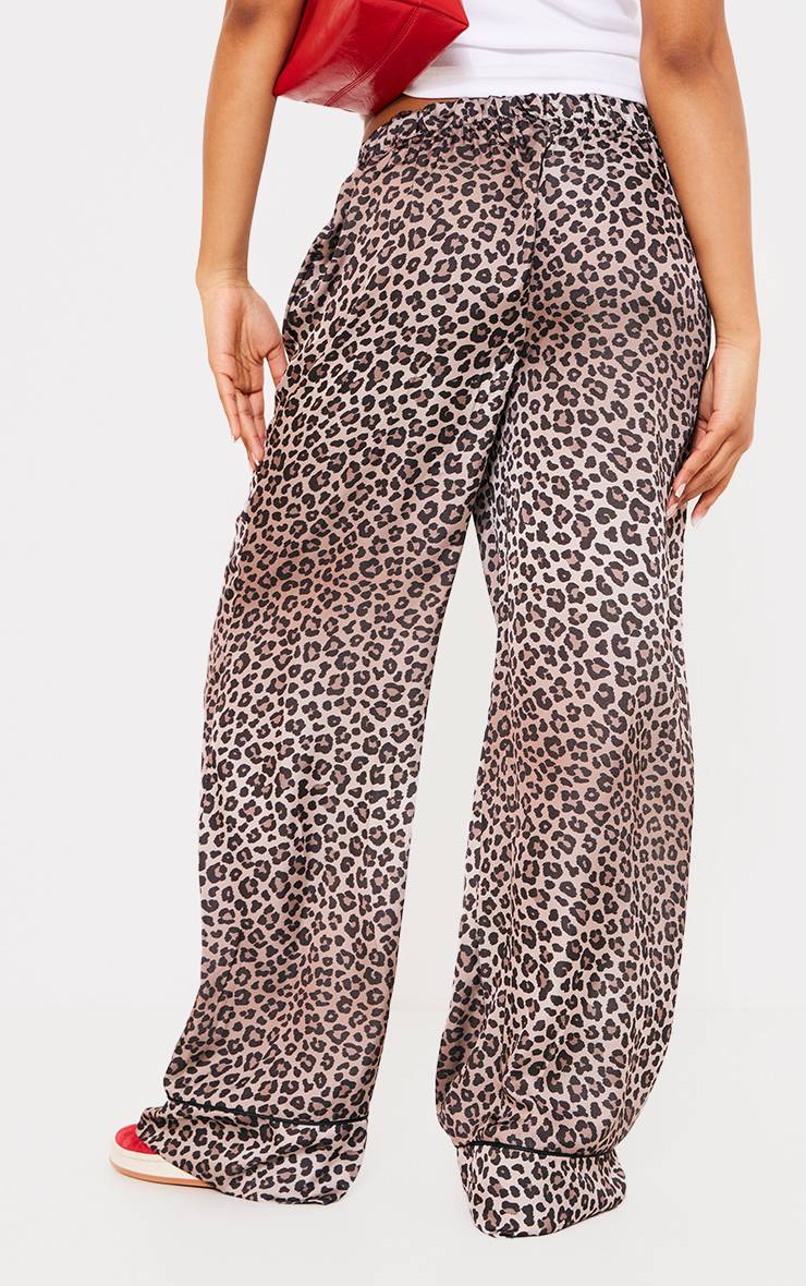 Léopard Pantalon Large En Satin Imprimé