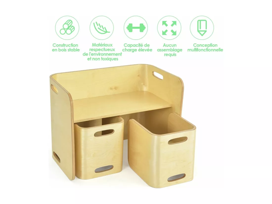 Table et chaise pour enfants, inclus 1 table et 2 chaises, table d'apprentissage pour enfants