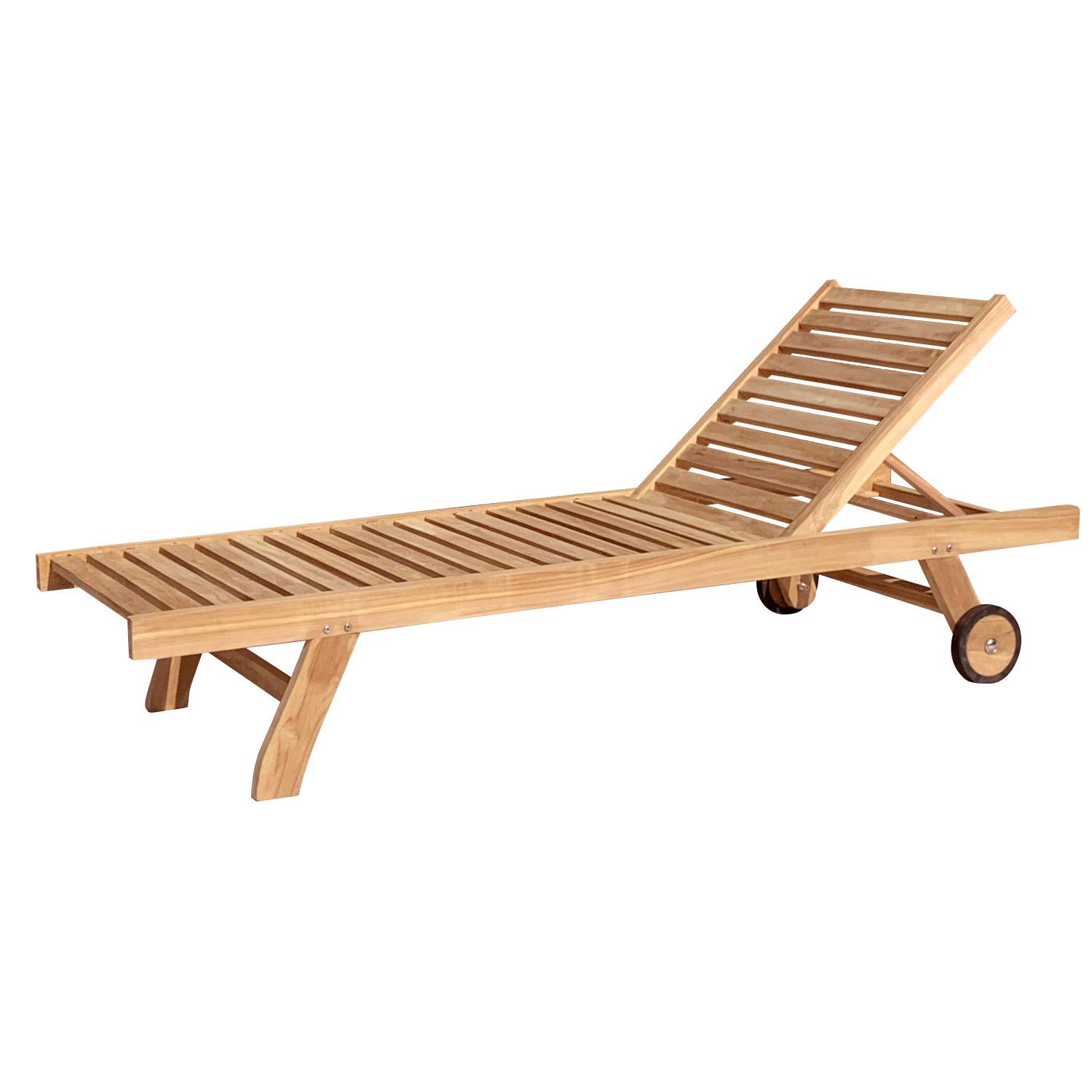 Salento - ensemble chaise longue à roulettes et table basse carrée 45x45 en teck - mobilier de jardin - mobilier extérieur/intérieur