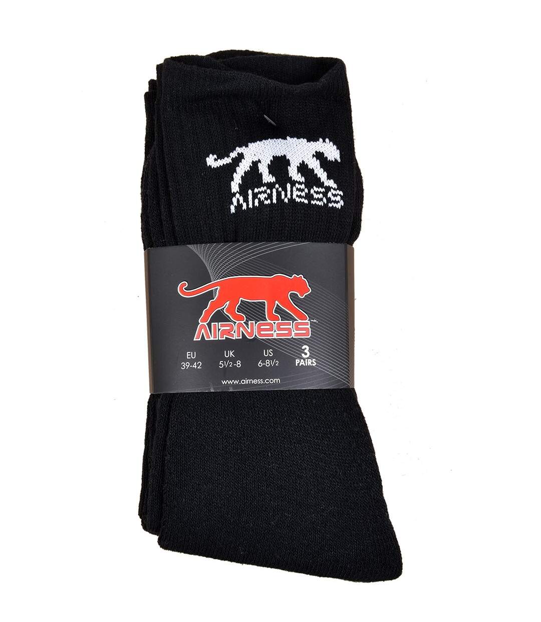 Chaussettes Homme AIRNESS Qualité et Confort-Assortiment modèles photos selon arrivages- Pack de 6 Paires AIRNESS CREW noires