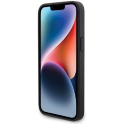 iPhone 15 Pro Max MagSafe Leder Hardcase Hülle Metall Logo (FEHMP15XPTEK) - Schwarz