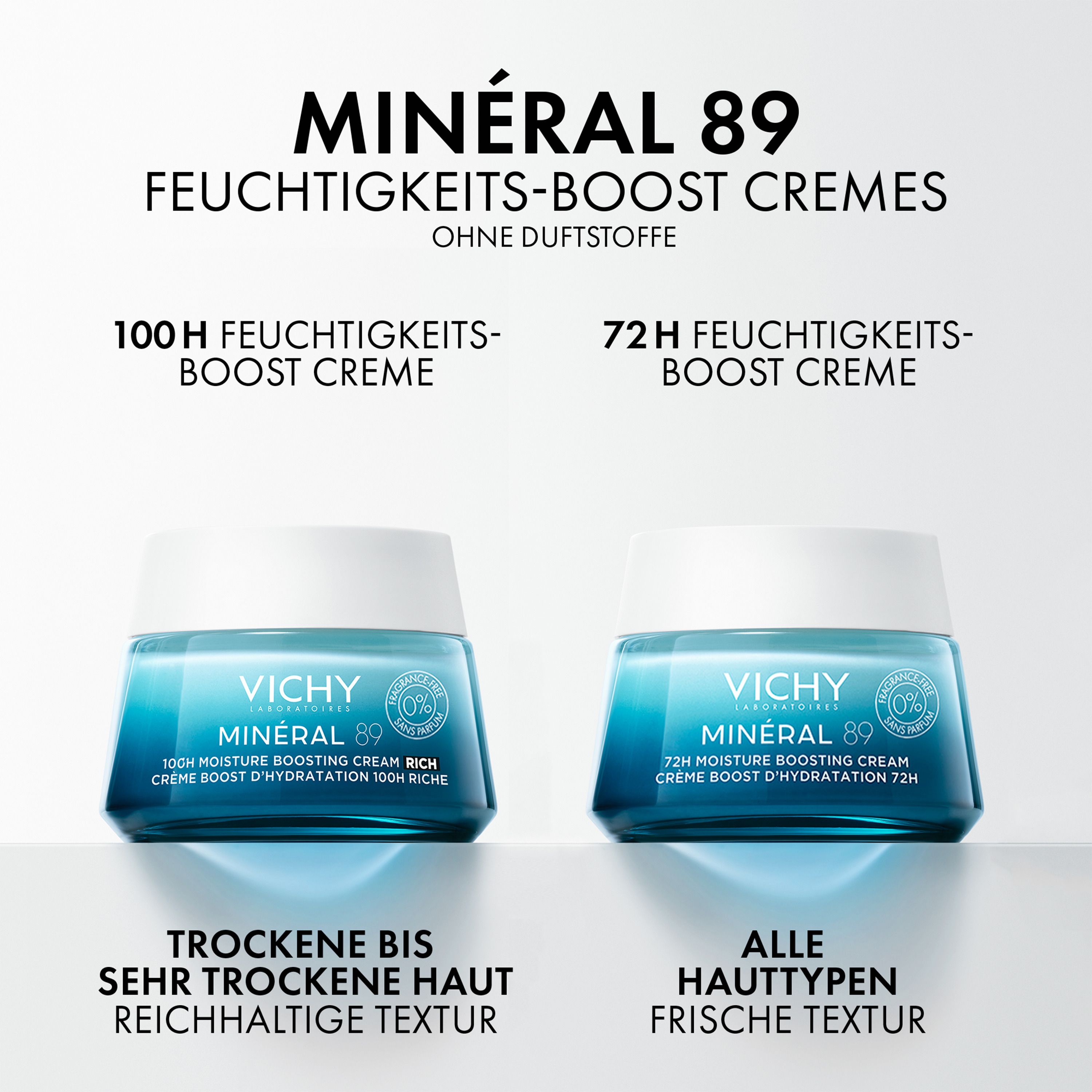 Vichy Minéral 89 72H Feuchtigkeits-Boost Creme für normale Haut. Mit Mineralien, langkettiger Hyaluronsäure, Niacinamid (B3) und Squalan + Mineral 89 72h Cream 15ml GRATIS