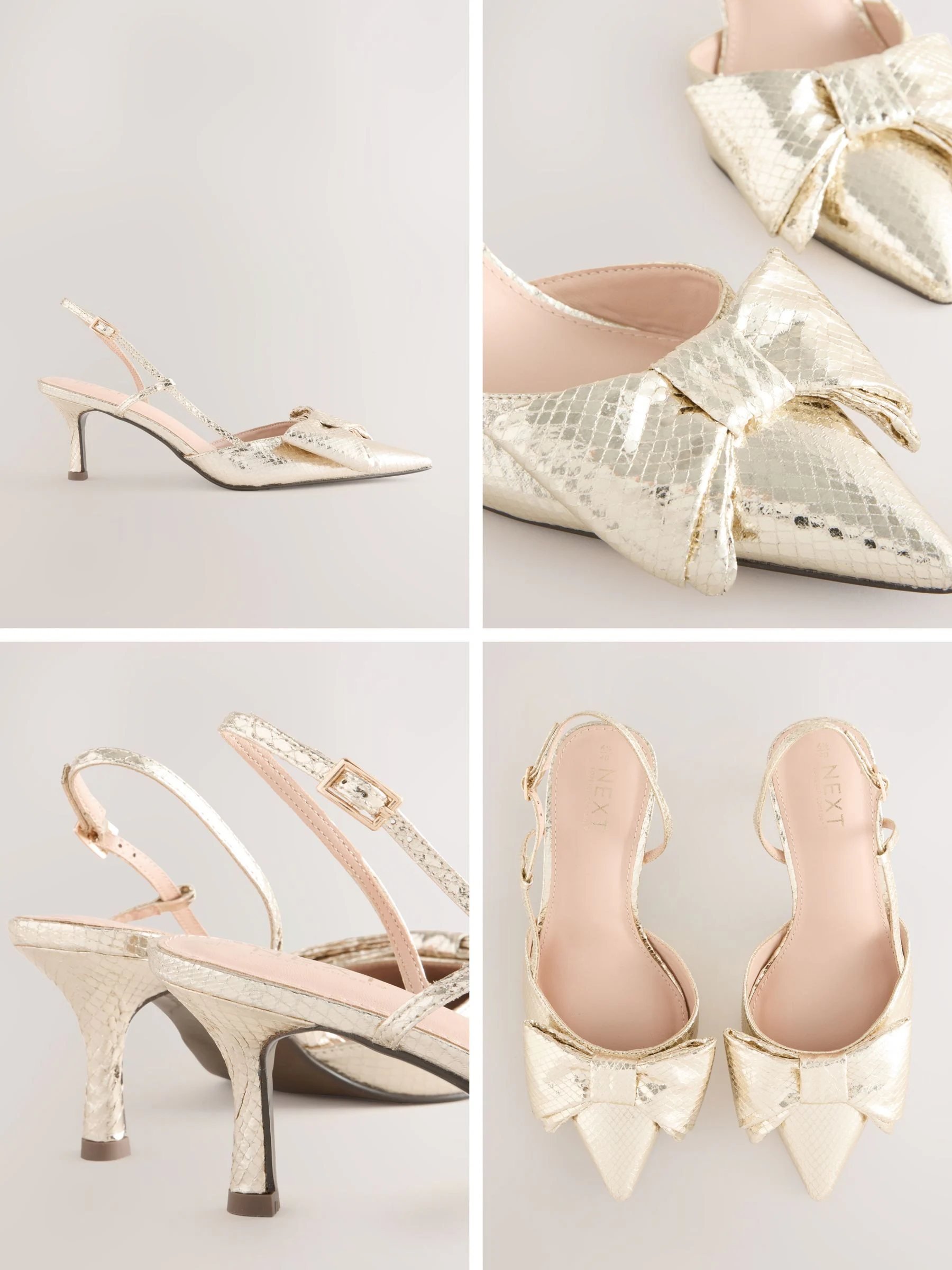 Goud - Forever Comfort® schoenen met strik, hielbandje en spitse neus