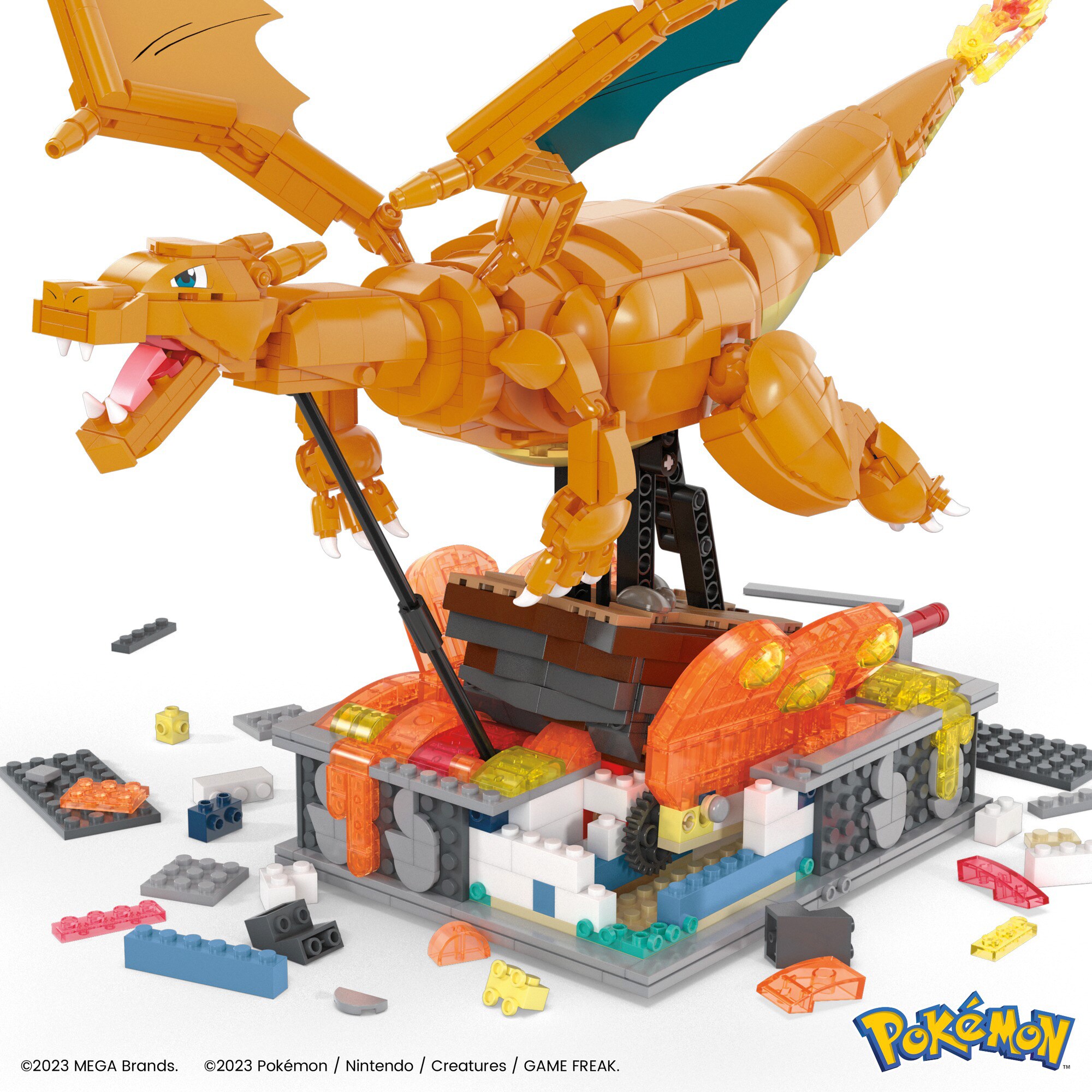 Mattel Konstruktionsspielzeug MEGA Pokémon Motion Glurak bewegliches Bauset