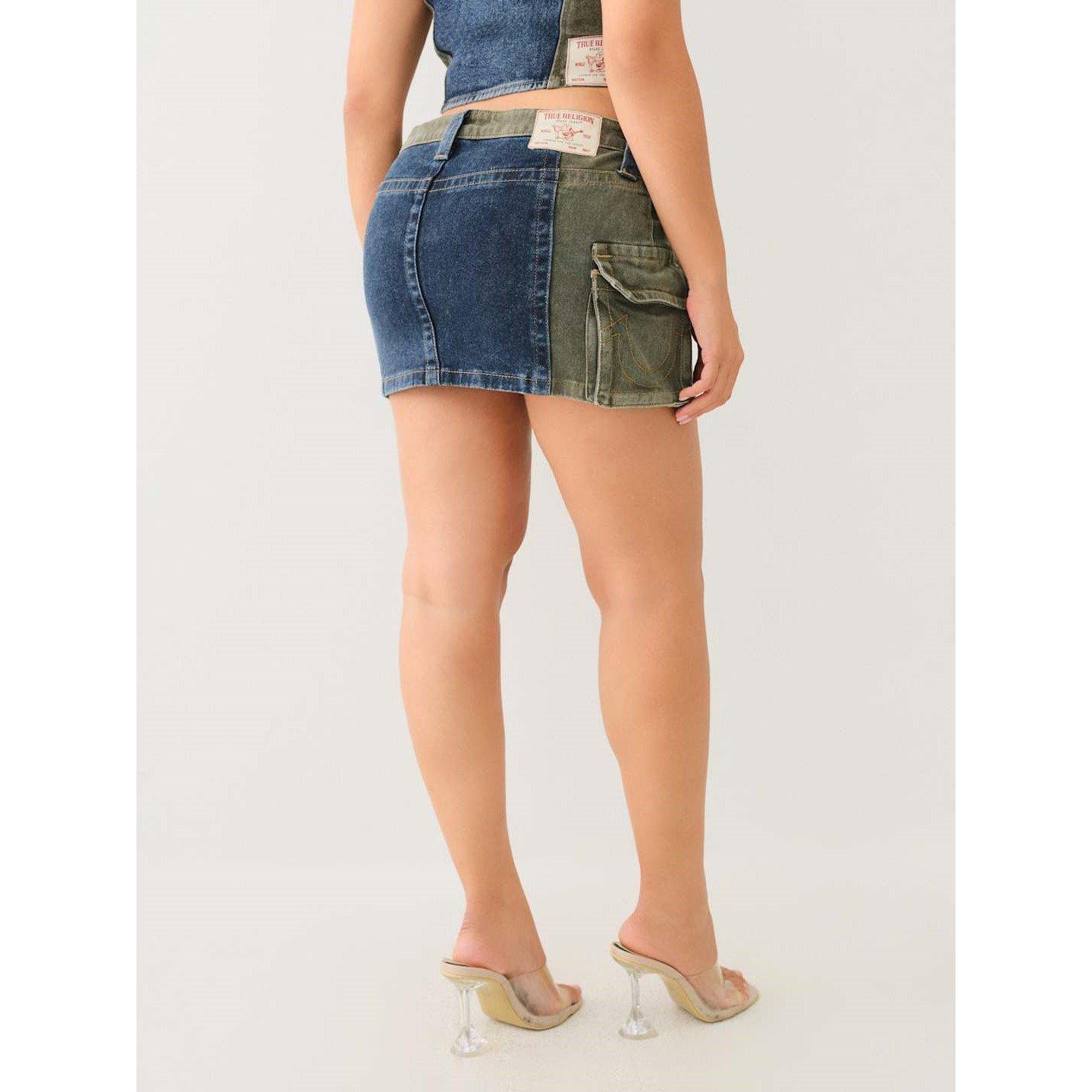 True Religion TR Colour Block Mini Skirt Womens