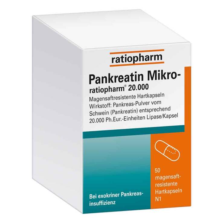 Pankreatin Mikro ratiop.20000 magens.Hartkapseln, 50 St