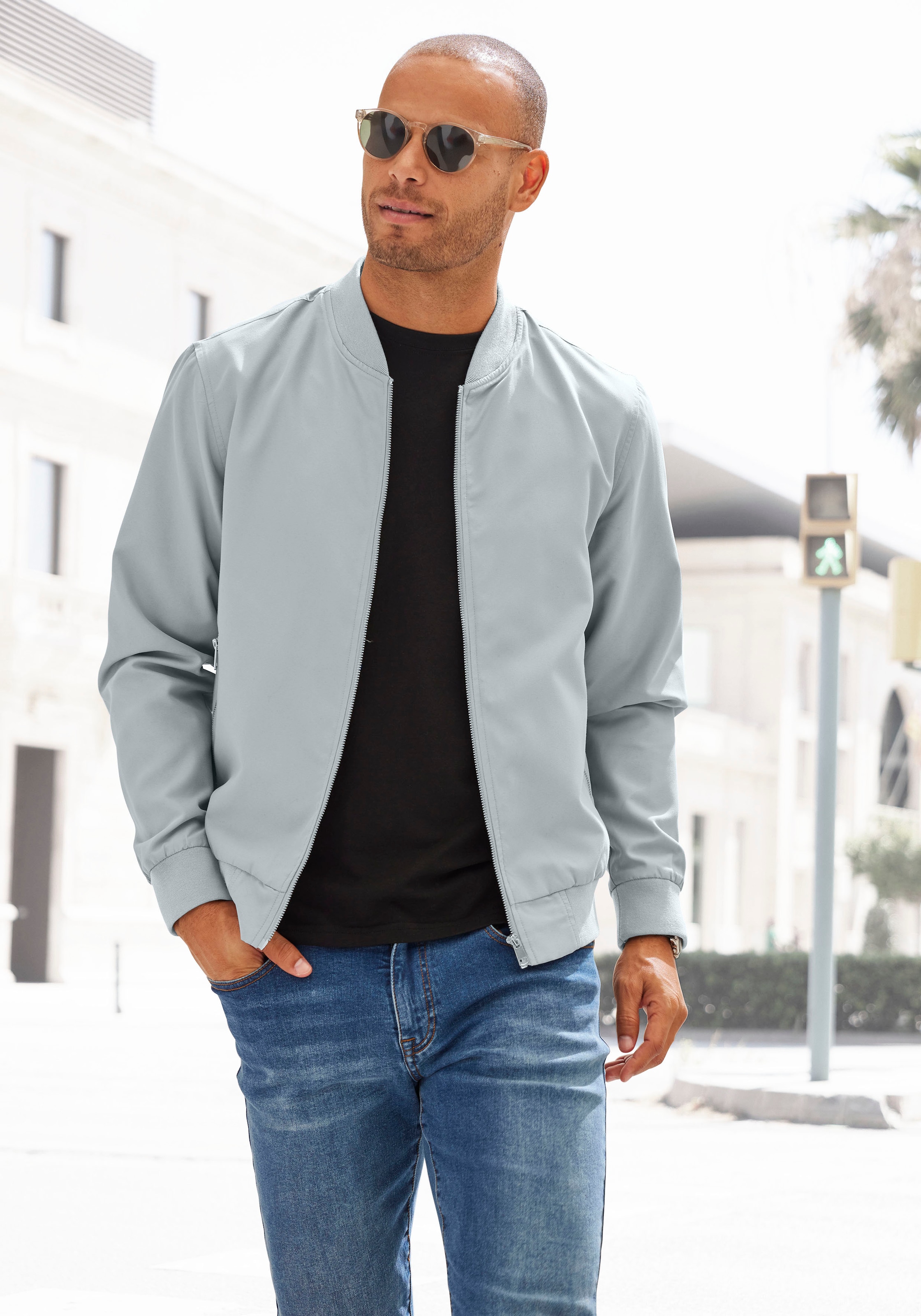 John Devin Bomberjacke »/ Blouson mit Rippkragen« , Pilotenjacke / Übergangsjacke mit Innentasche, regular fit