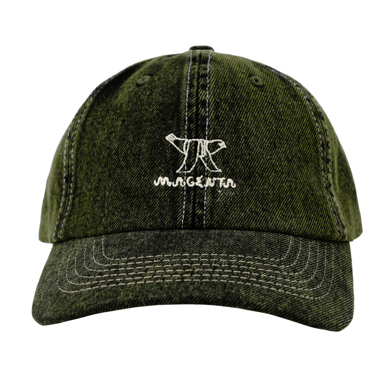 CASQUETTE EN JEAN À MOTIFS D'OISEAU - VERTE