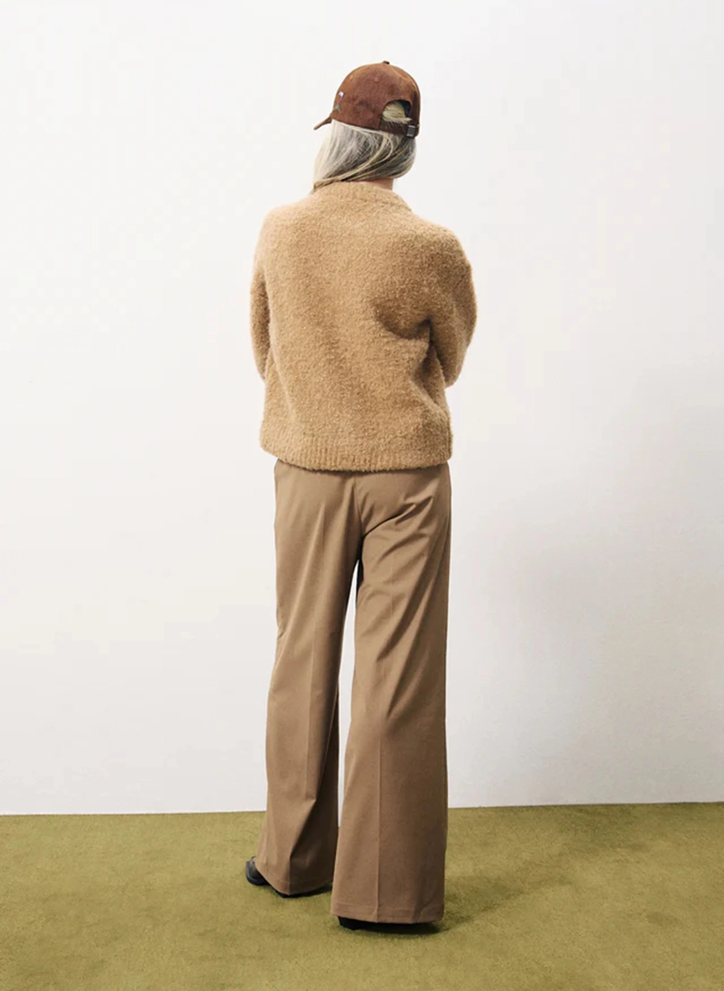 MEGANE - Cardigan col rond en maille bouclette | Marron