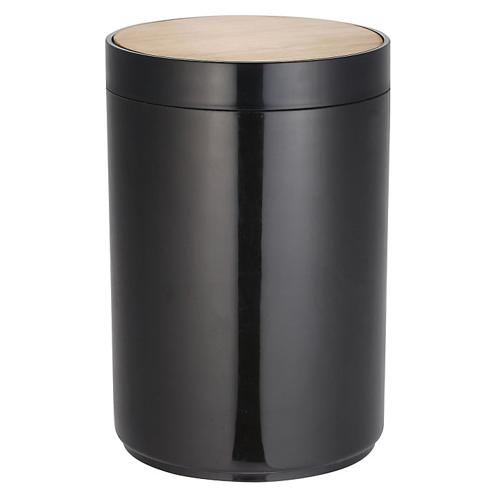 Poubelle à bascule noire et bambou MSV Spirella Oslo 5L