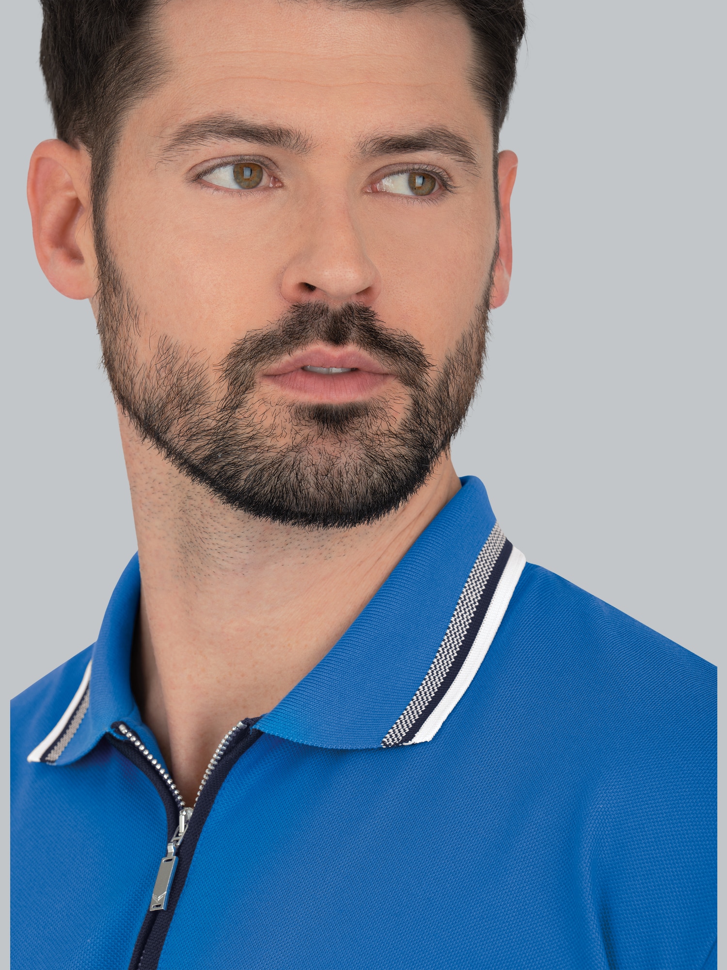 Poloshirt mit Reißverschluss Electric-blue