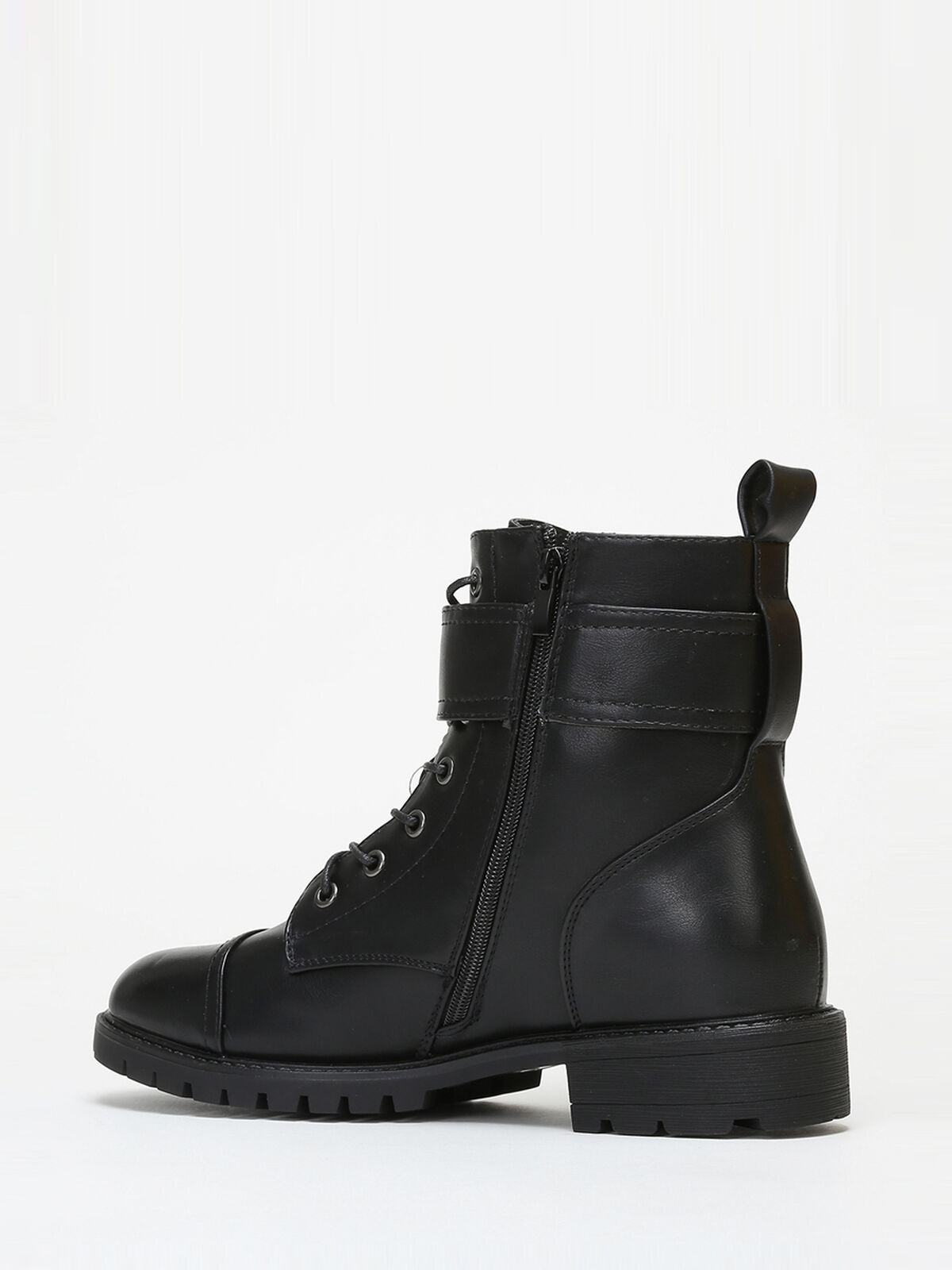 Bottines rangers à bride grandes tailles- Noir