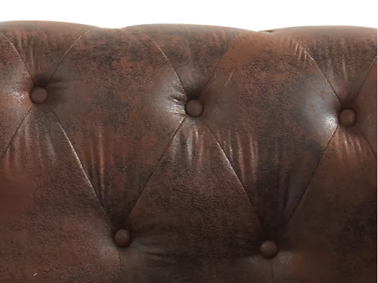 Méridienne droite chesterfield en microfibre aspect cuir vieilli SHIREL