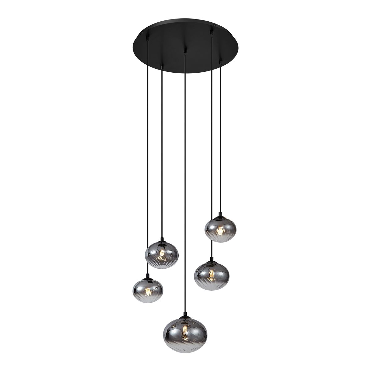 Moderne hanglamp zwart met smoke glas - Jia