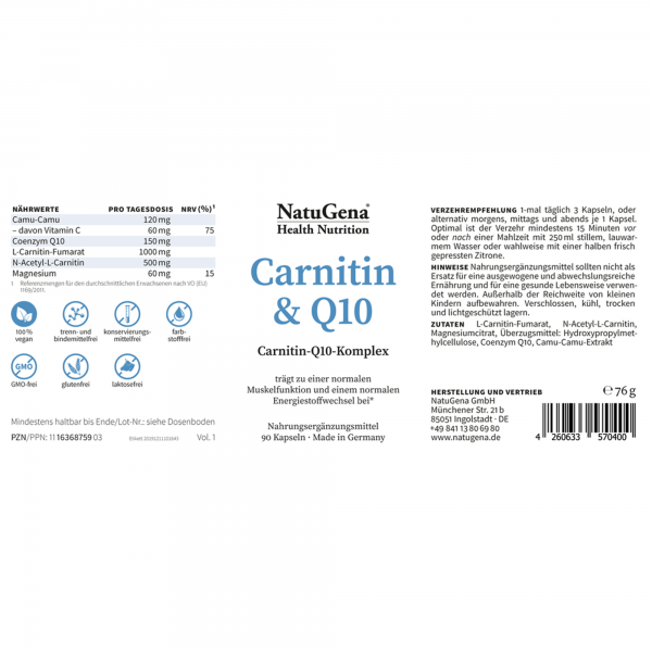 NatuGena® Carnitin & Q10 90 Kaps.