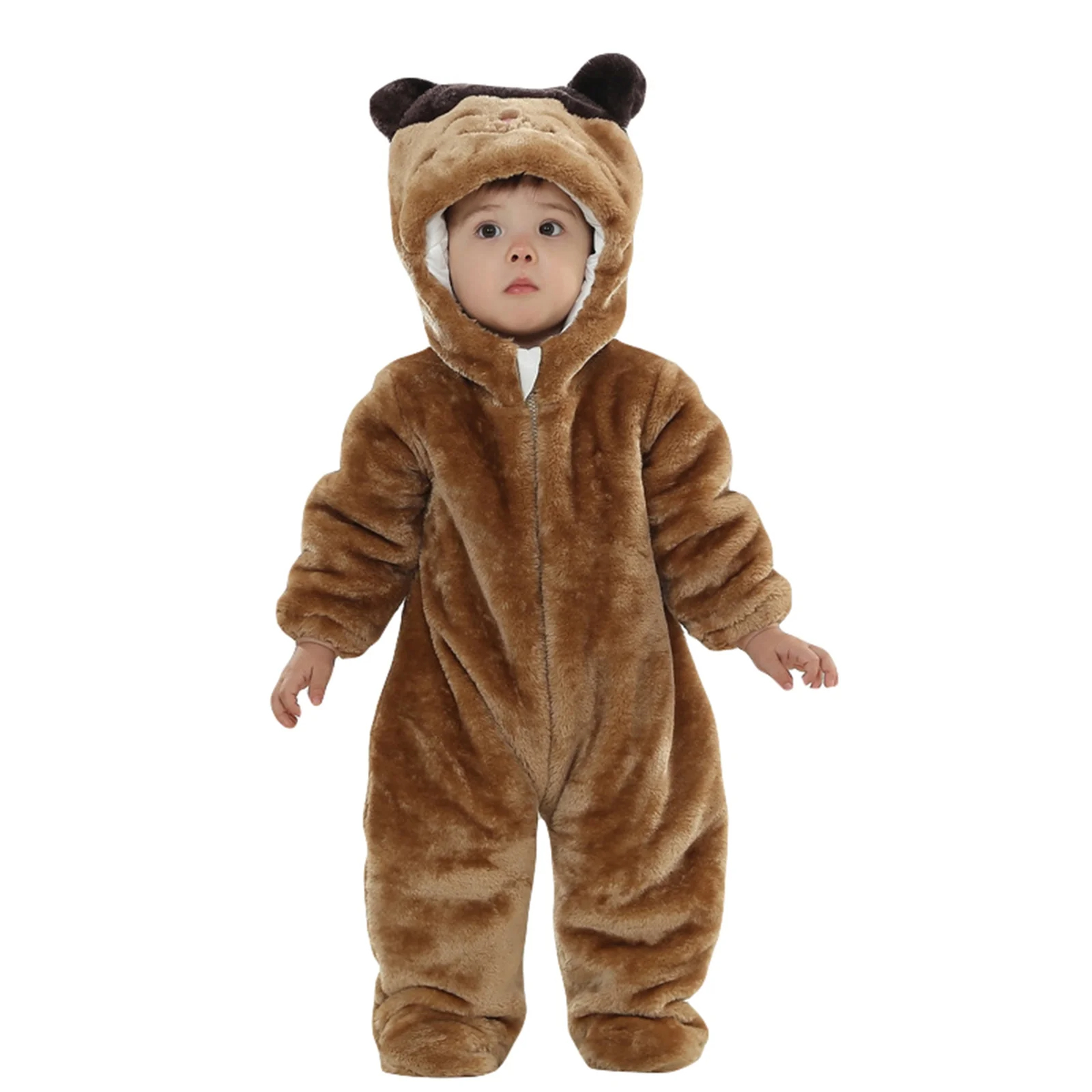 (85-90cm) Fasnachts Kinder Kostüm Warmer Katzen Plüsch Overall Verkleidung für Motto Partys / Halloween - Braun