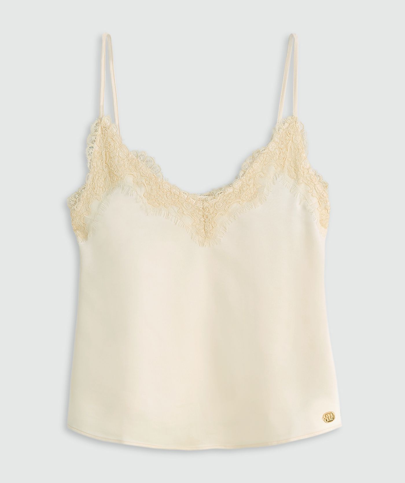 JV-BAILA regular fit top met kant - light yellow