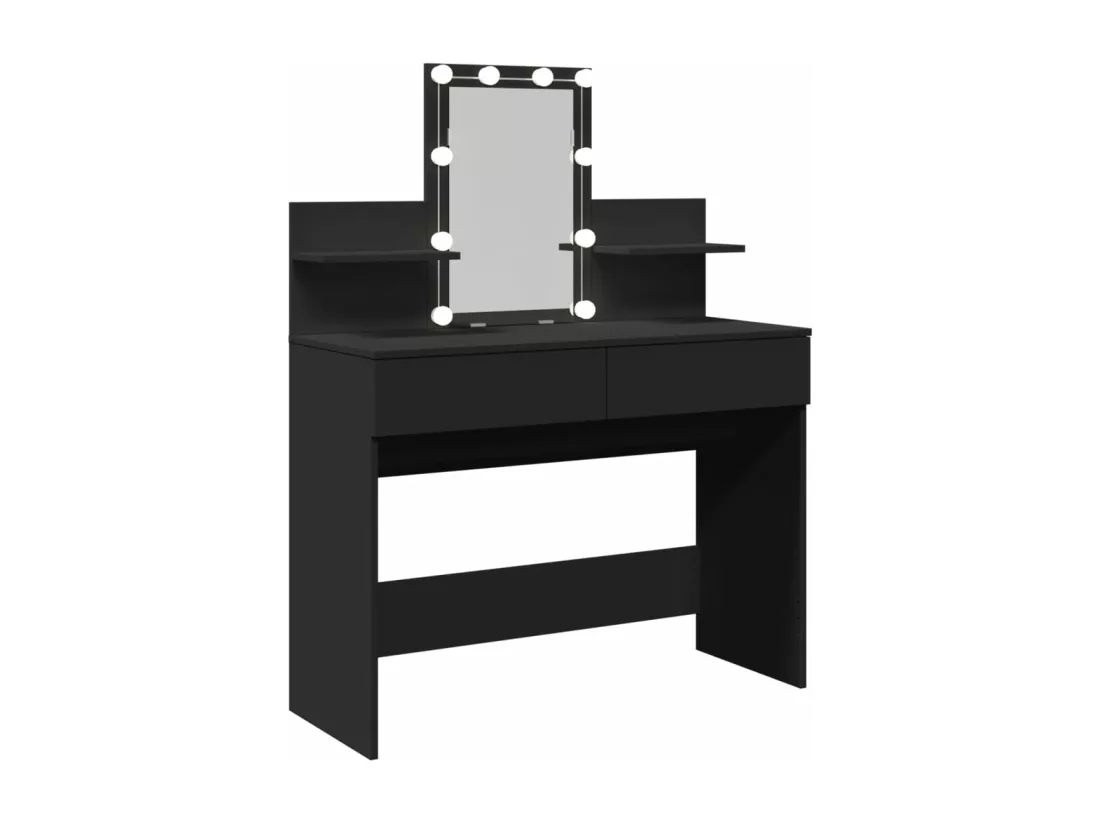 Coiffeuse avec LED noir 100x40x130 cm