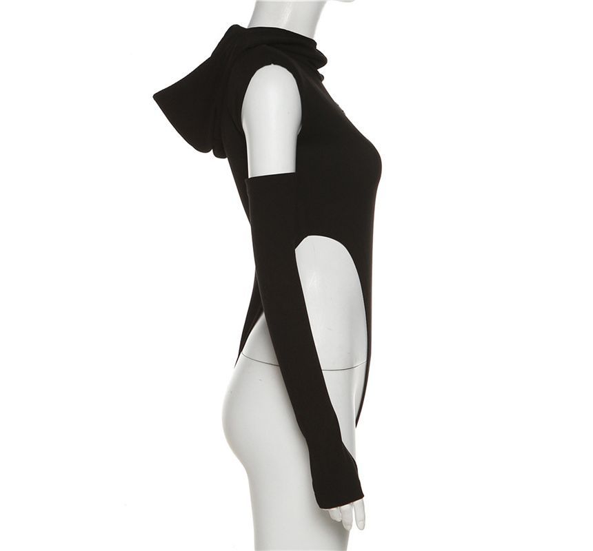 Sugarcoat - Set: Mouwloos, hooggesloten bodysuit met logo en capuchon + mouwen