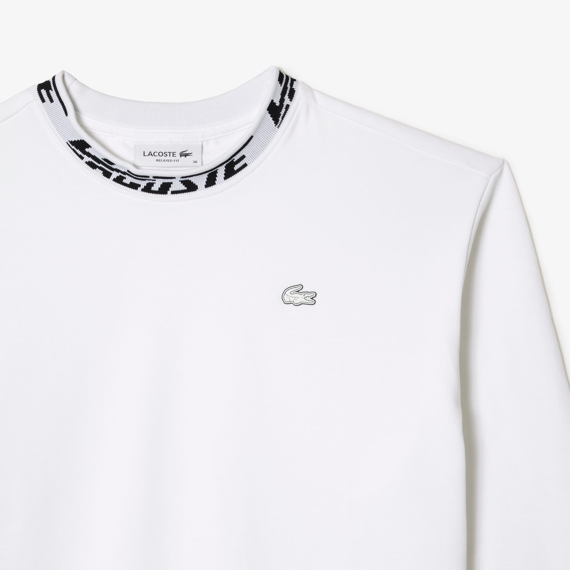 T-shirt manches longues femme Lacoste oversize fit avec col siglé T-Shirts - Blanc - Lacoste - Femme