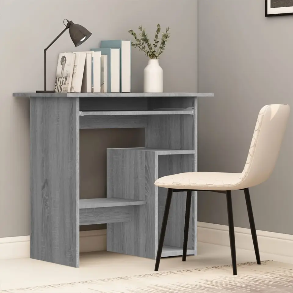 vidaXL - Bureau - Grijs - Bewerkt hout