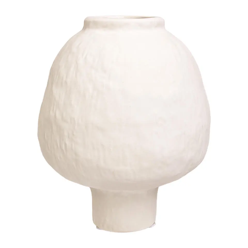 QUVIO Japandi vaas bolvormig keramiek - Gebroken wit - 21 cm