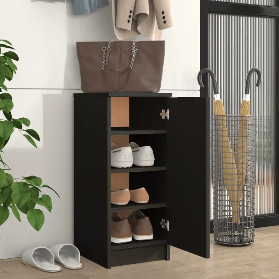 vidaXL - Schoenenkast - Zwart - Bewerkt hout