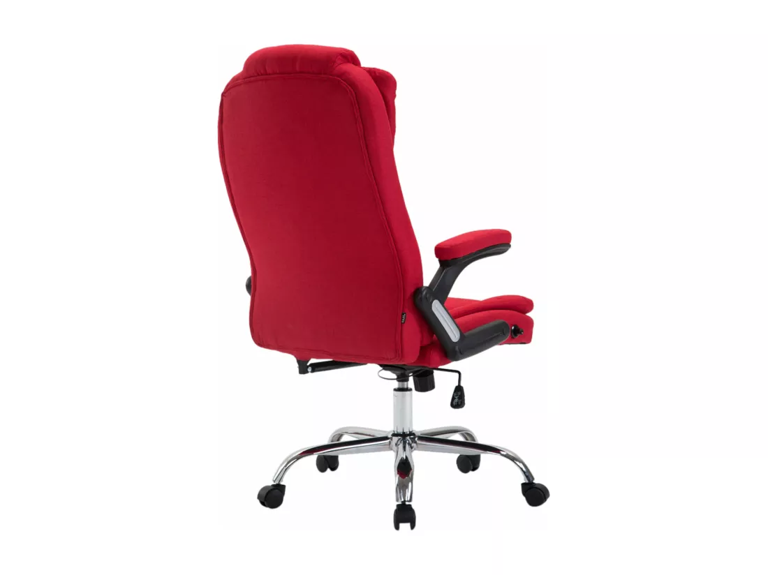 Chaise de bureau - Tissu & Métal chromé - Rouge - Thor