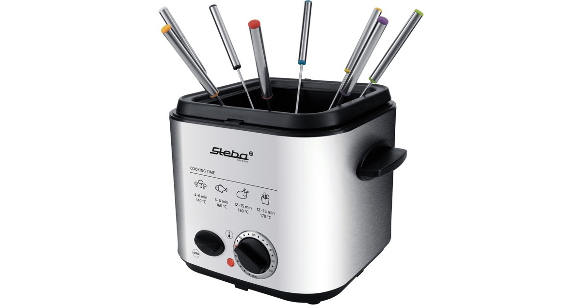 StebaDF95F - Minifriteuse/Fondue frituurpan  (Roestvrij staal/zwart, 1,25 Liter)