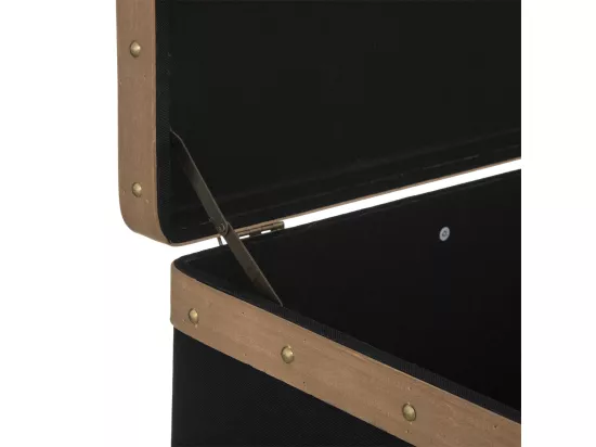Set de 3 Malles de rangement déco en Bois et Lin noir